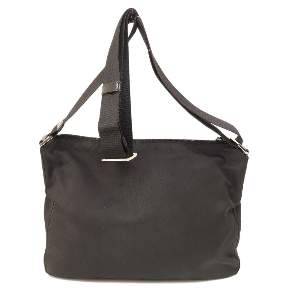 Prada triangle Black logo crossbody signature Tessuto enamel bag Black